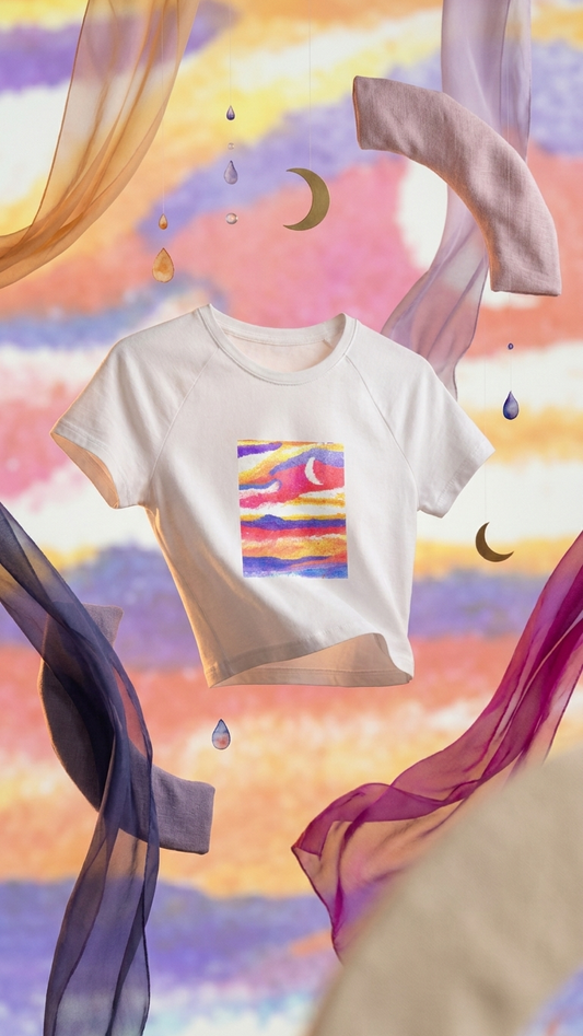 Neon Sky Cotton Crop Top - Unisex