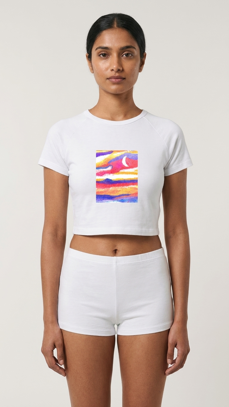 Neon Sky Cotton Crop Top - Unisex