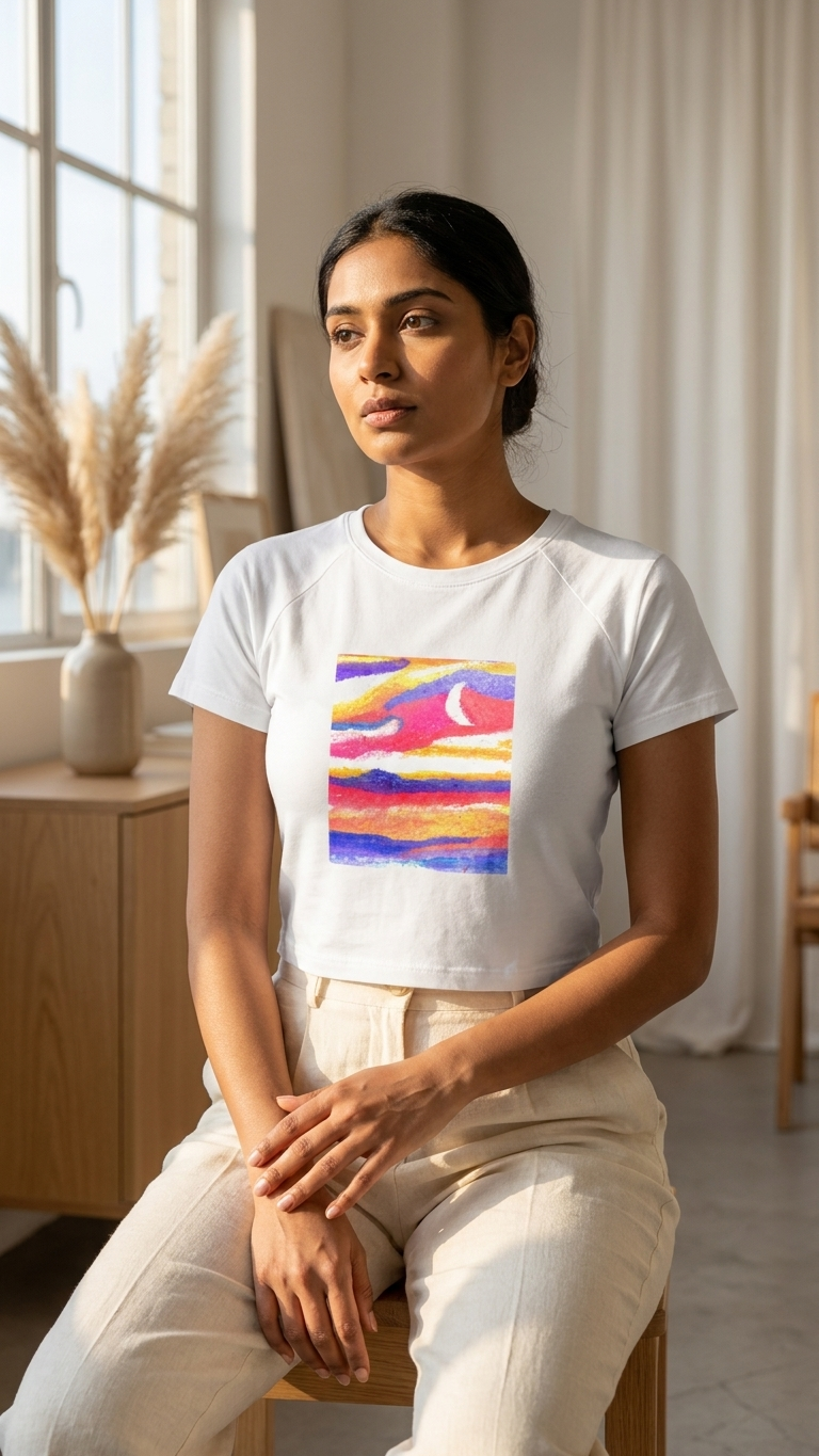 Neon Sky Cotton Crop Top - Unisex