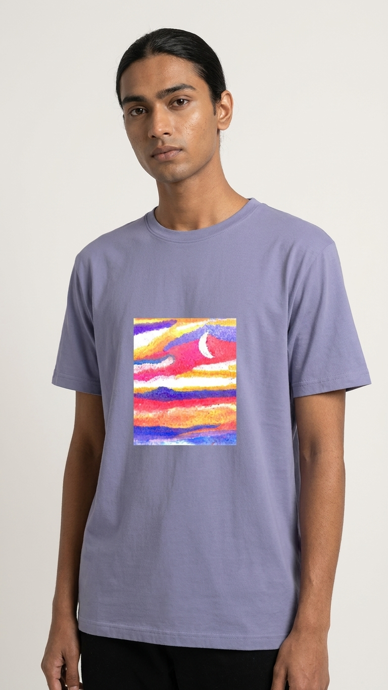Oversized Cotton Unisex T-shirt - Neon Sky