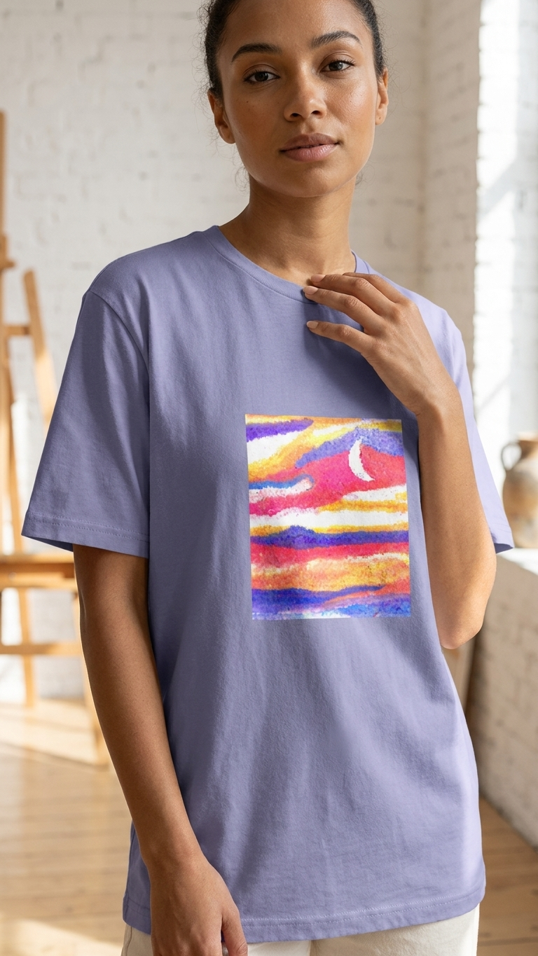 Oversized Cotton Unisex T-shirt - Neon Sky